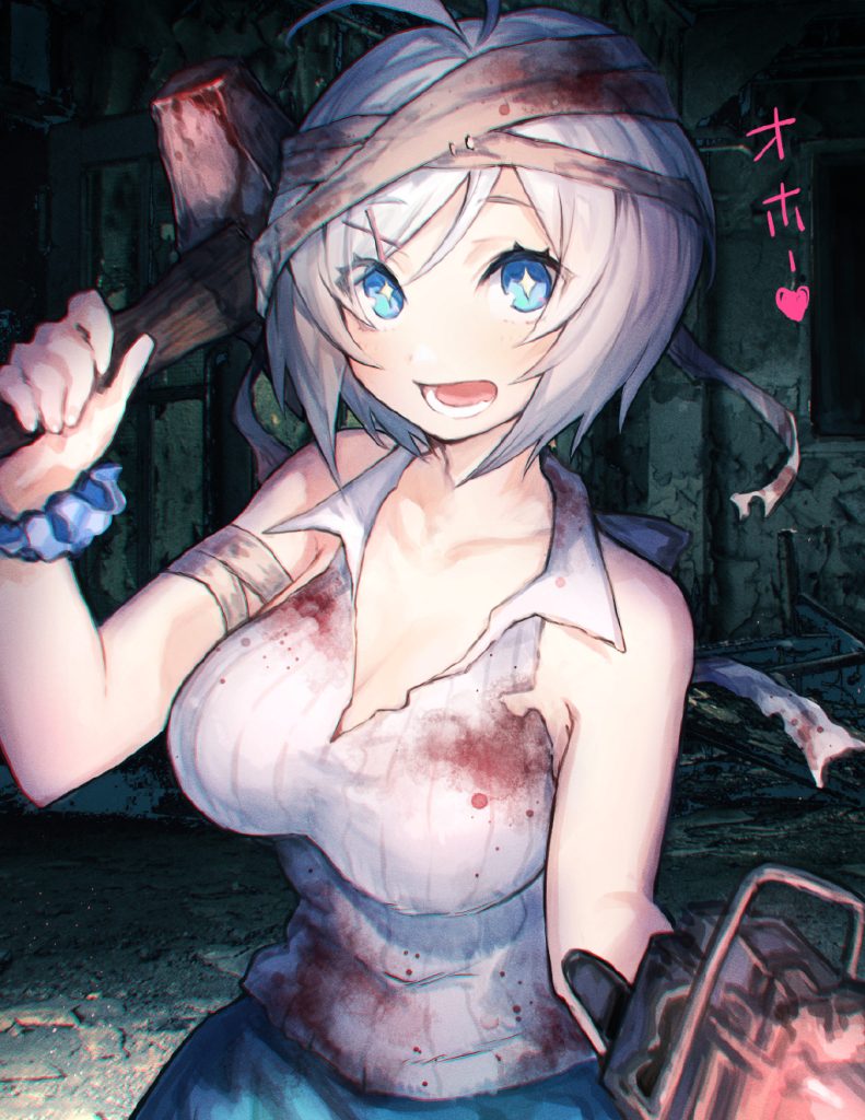 【P站精选】白发蓝眼VTuber！电脑少女小白壁纸特辑17P